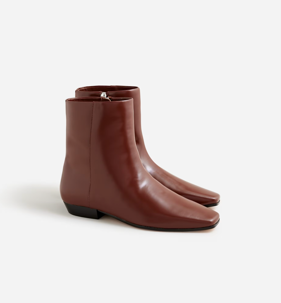 J.Crew + Square-Toe Ankle Boots In Spazzolato Leather