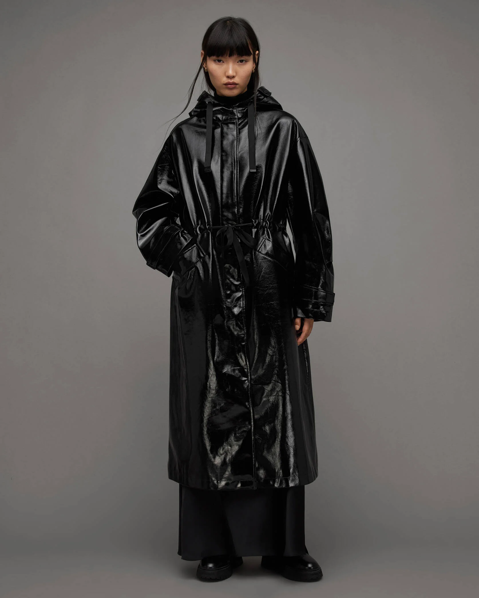 AllSaints Erna Shine Relaxed Trench Coat