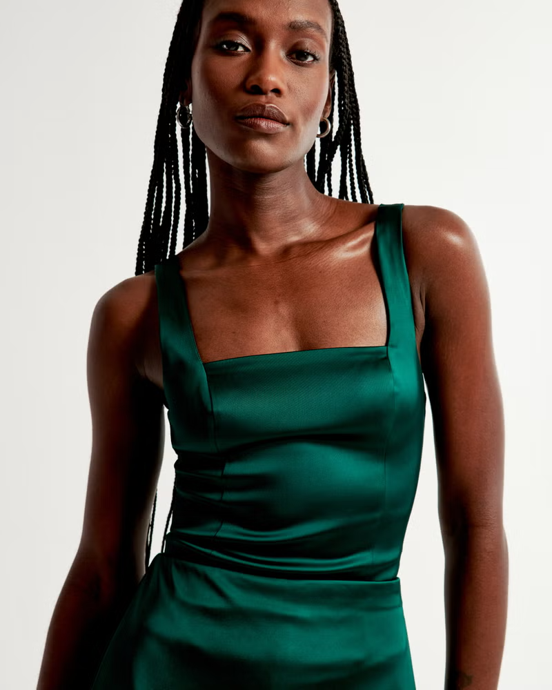 Square neck satin deals top