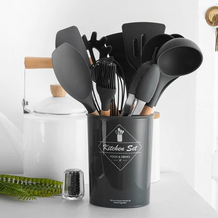 Organisation Station + Black Kitchen Utensil Set