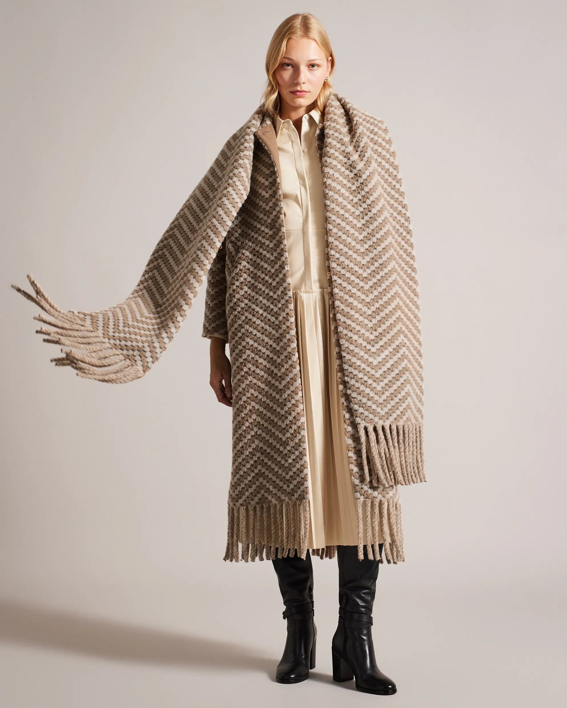 Ted Baker Jilliya Oversized Twill Knit Scarf Coat