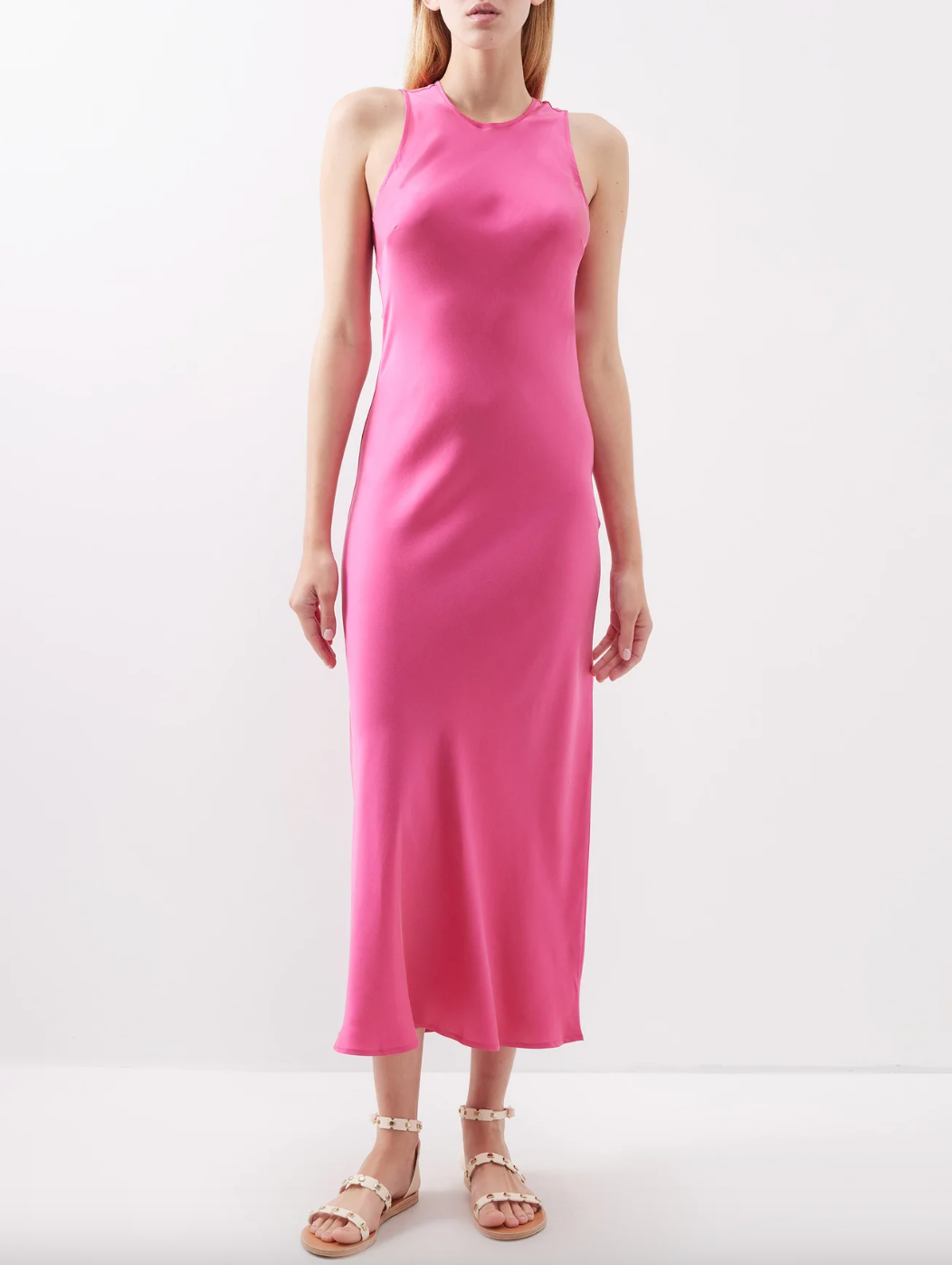Asceno + Valencia Sleeveless Silk Charmeuse Dress