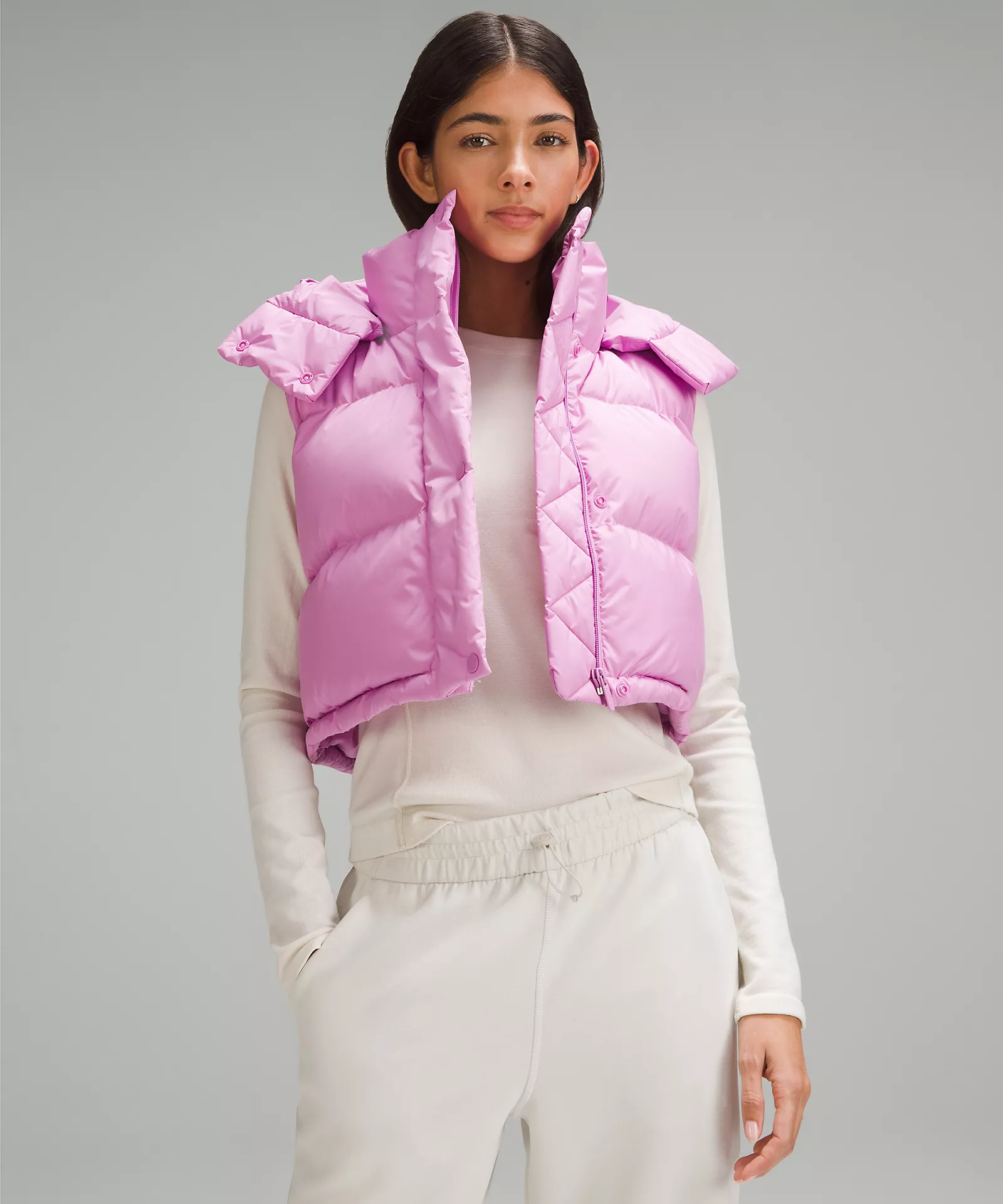 【lululemon】 Wunder Puff Crop Vest 4 Lululemon Wunder Puff Cropped Vest *Textured Fleece - Black