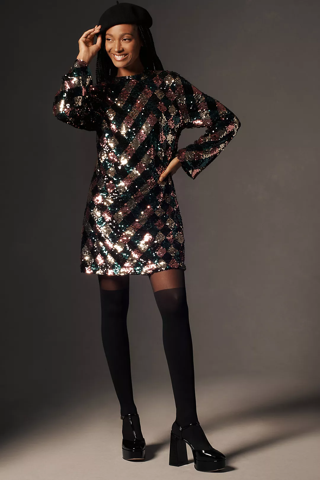 Mock neck top sequin dress