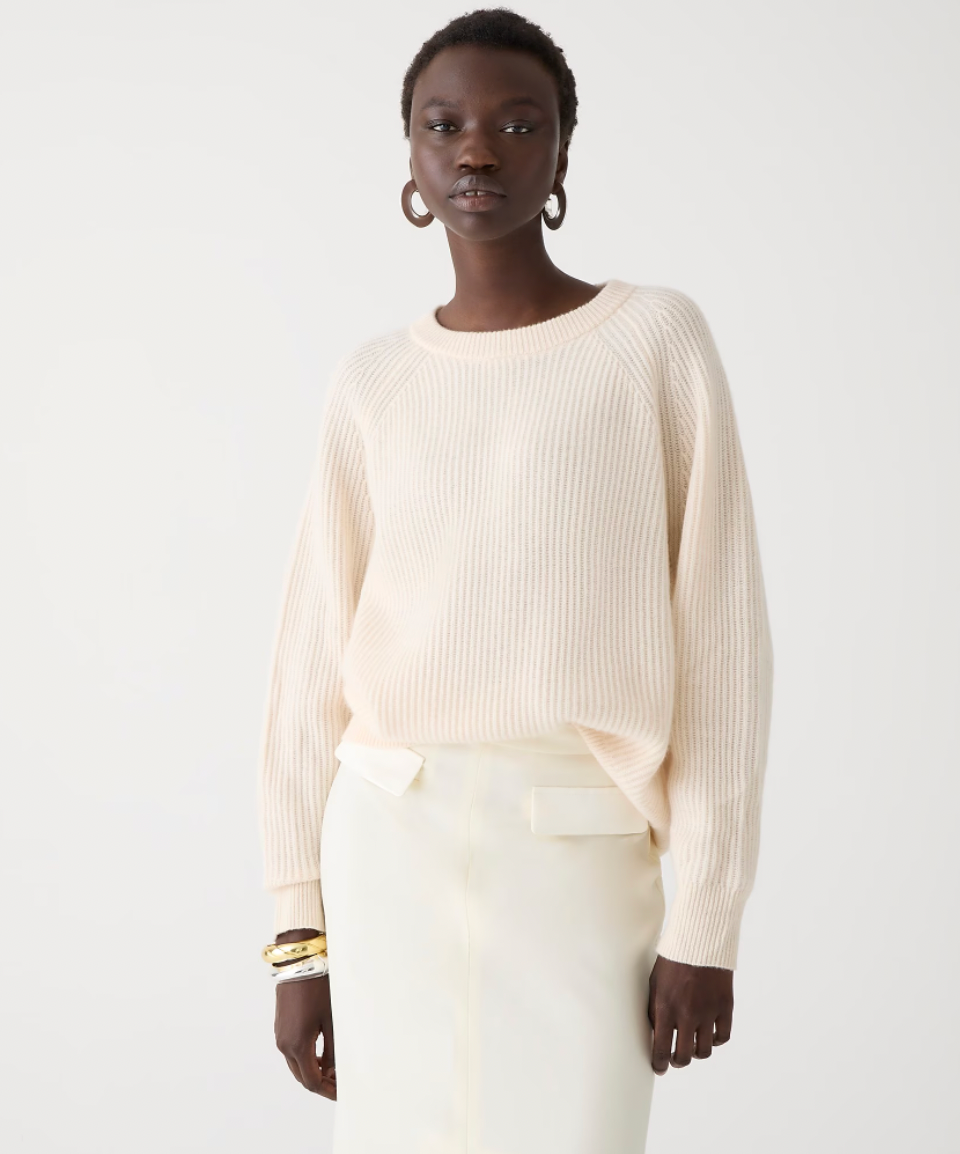 J.Crew + Ribbed Cashmere Oversized Crewneck Sweater