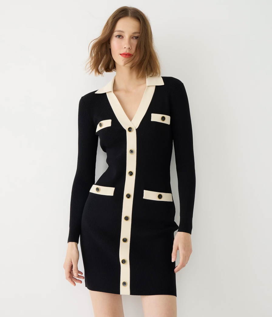 J.Crew Contrast Trim Sweater Dress