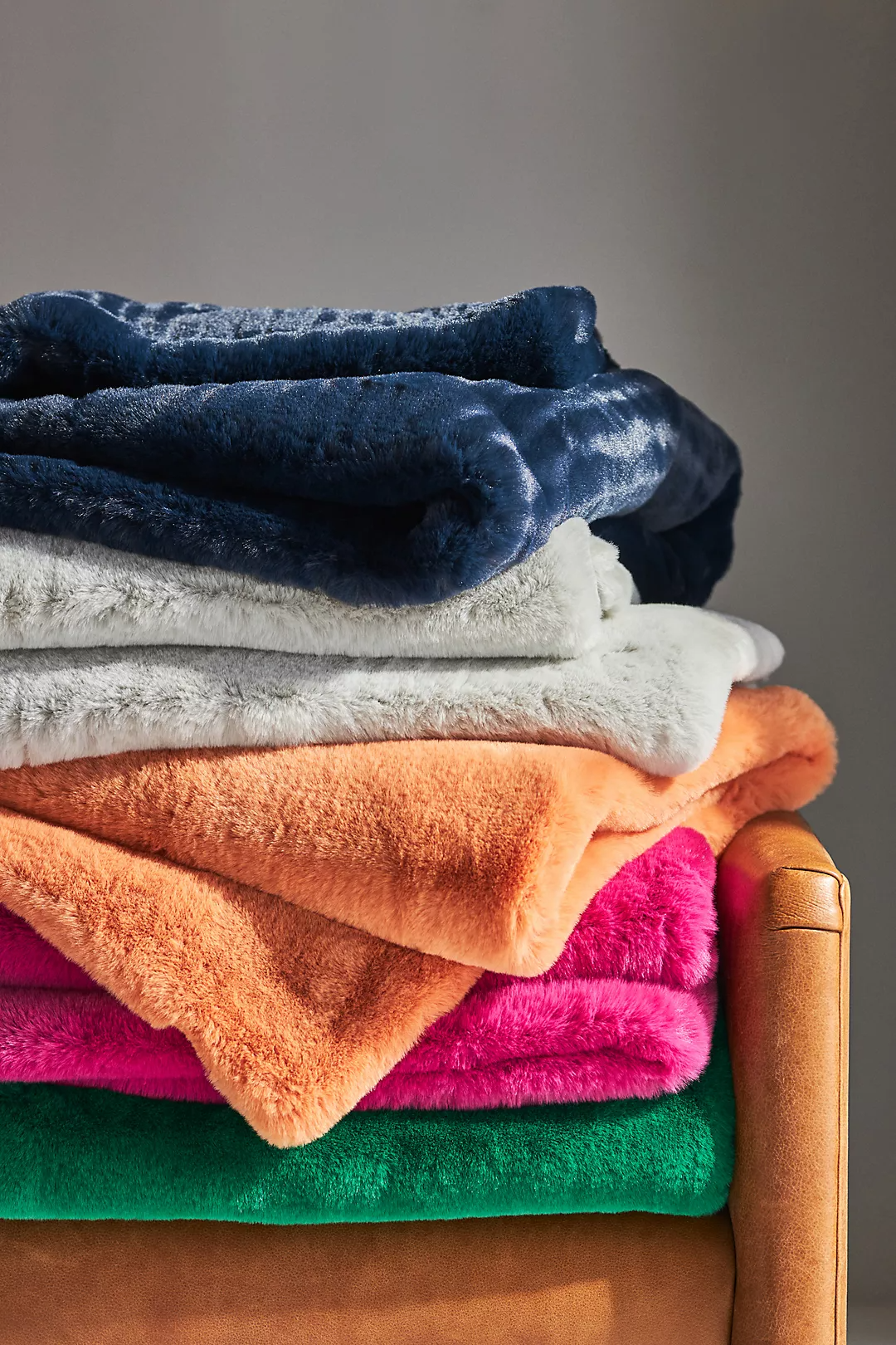 Ochre faux online fur throw