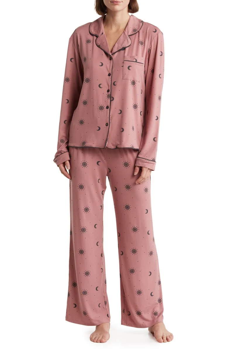 Honeydew Intimates Quiet Night Long Sleeve Button Up Top Pants Pajamas