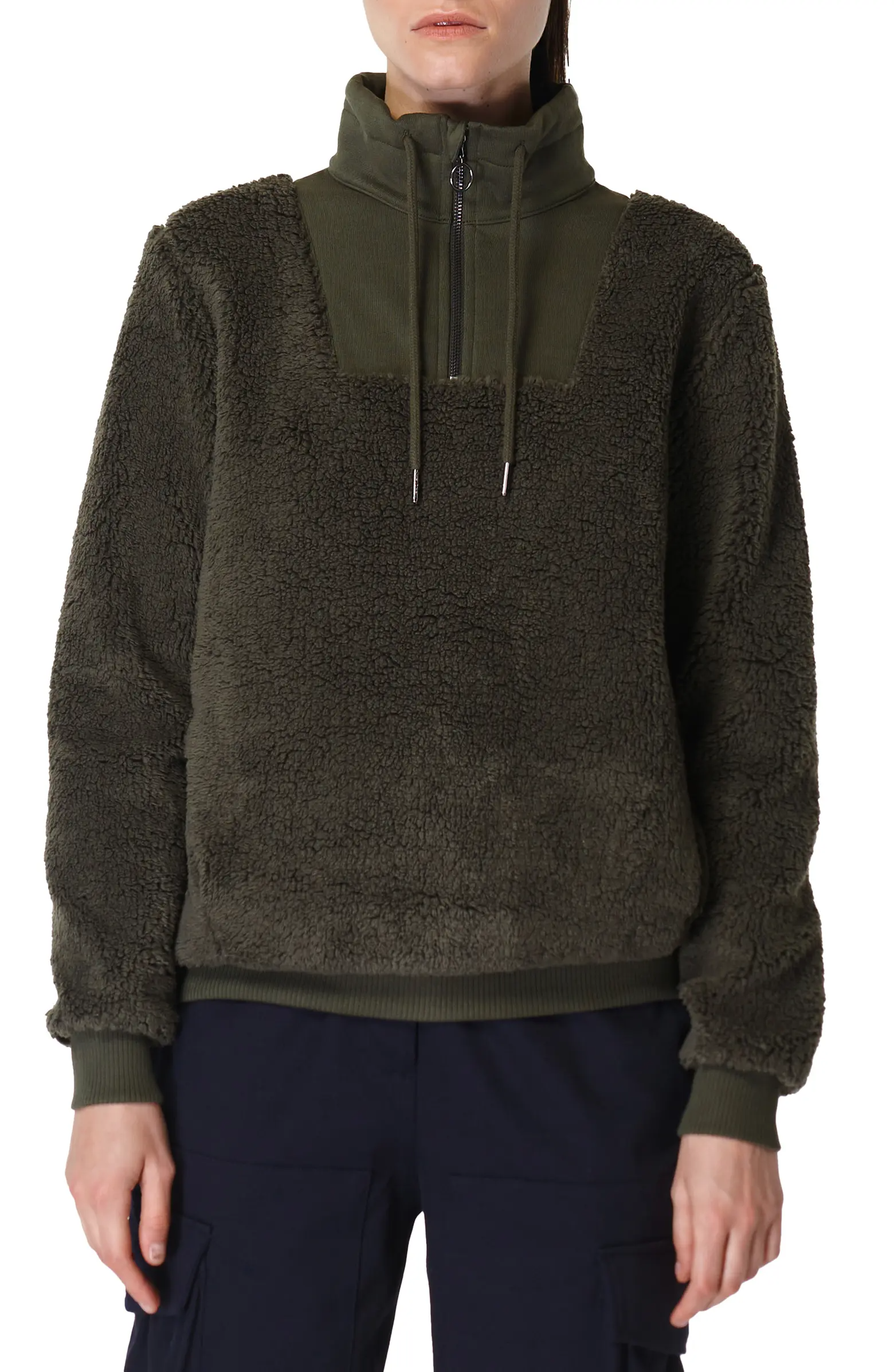 Shearling half zip sales pullover