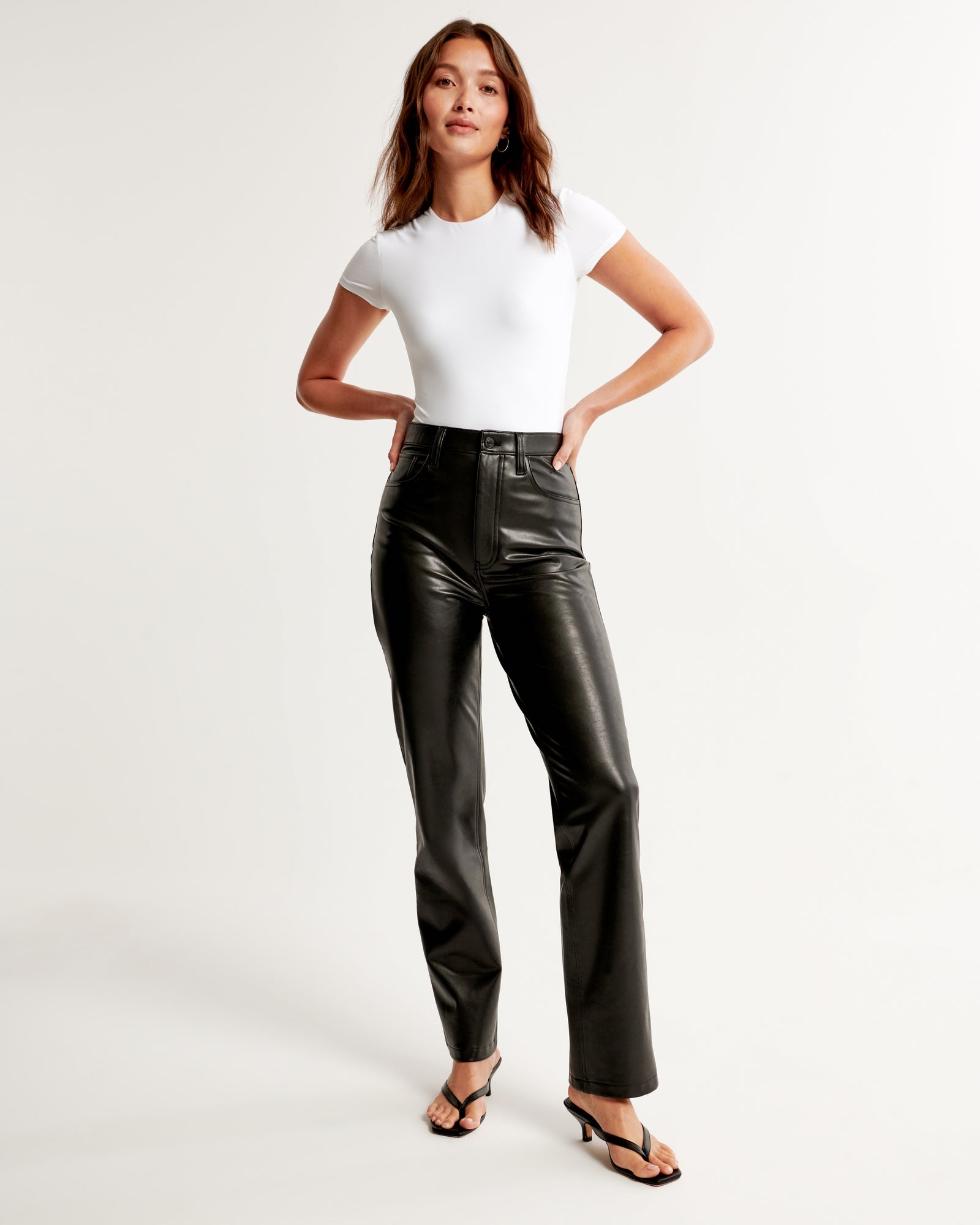 Abercrombie & Fitch + Vegan Leather 90s Straight Pant