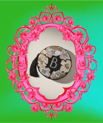 Anthropologie monogram embellished pouch