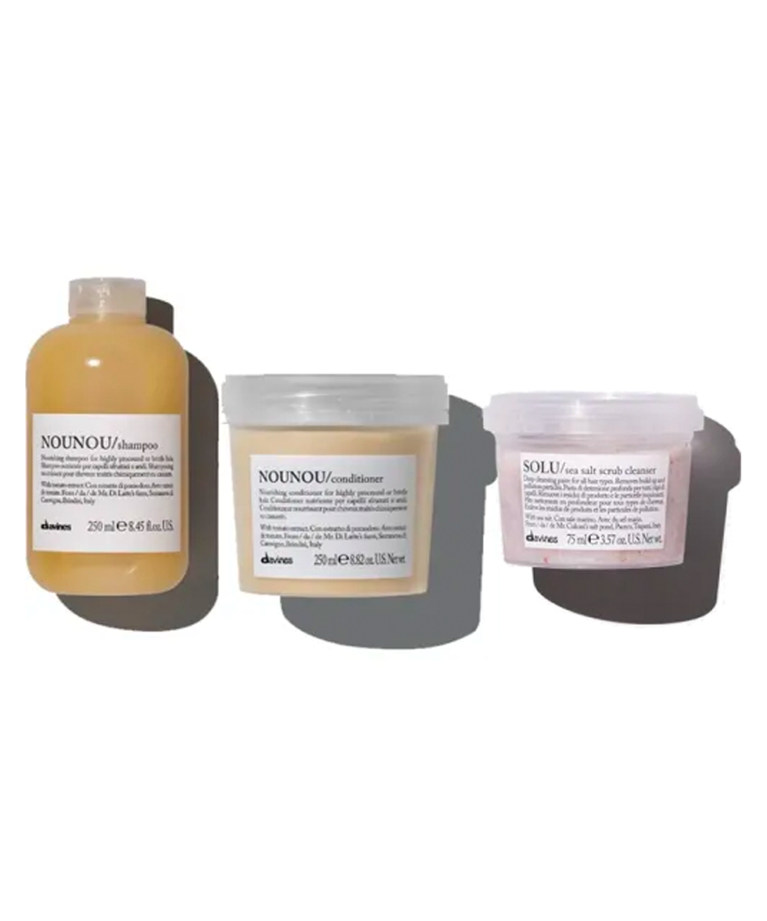 Davines + Nounou Trio Pack With Solu Sea Salt Scrub
