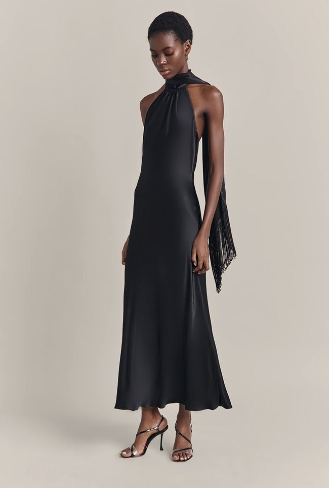 Ghost + Florence Halter Neck Satin Dress