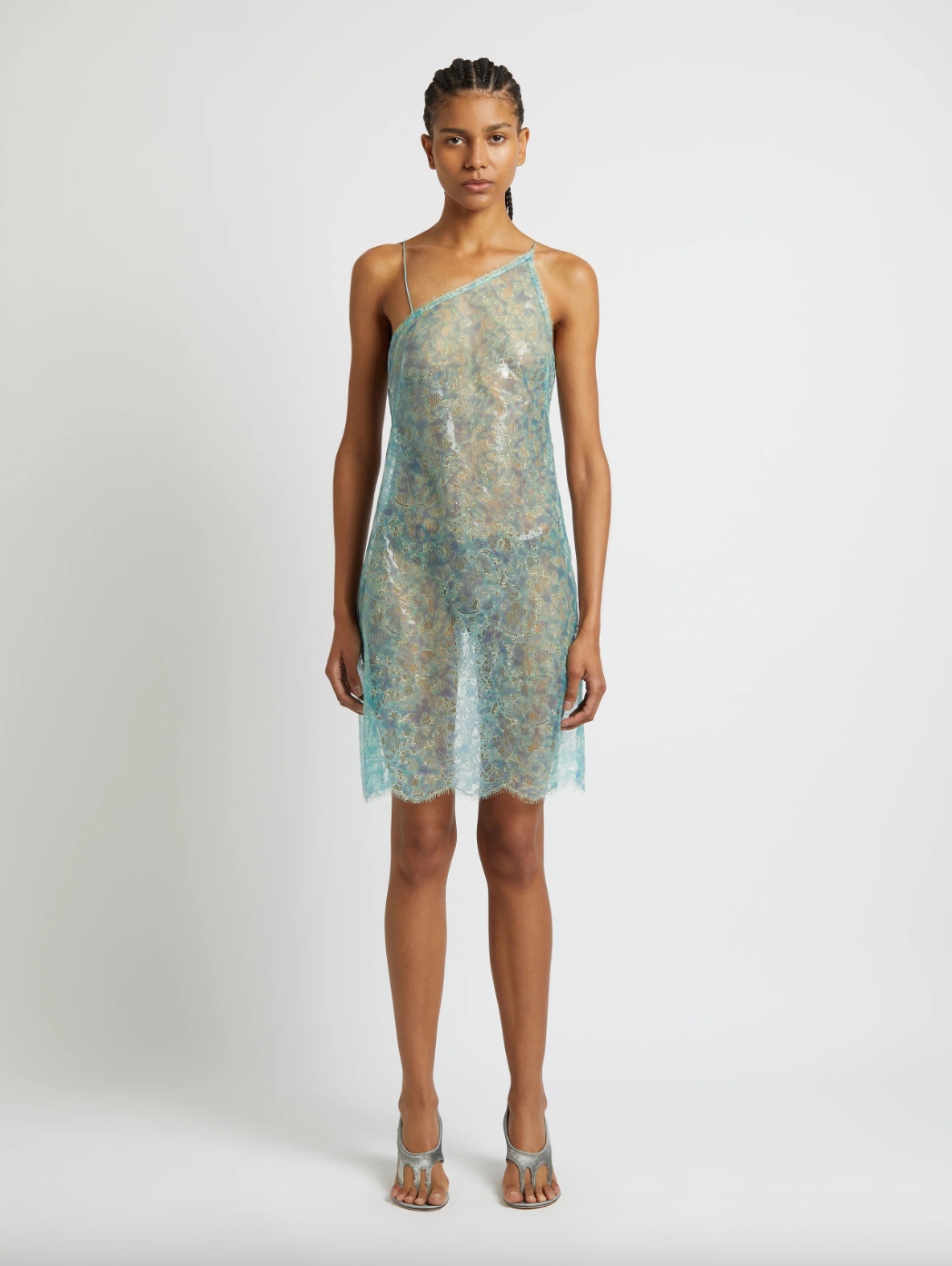 Christopher Esber + Laminated Lace Asymmetric Dress