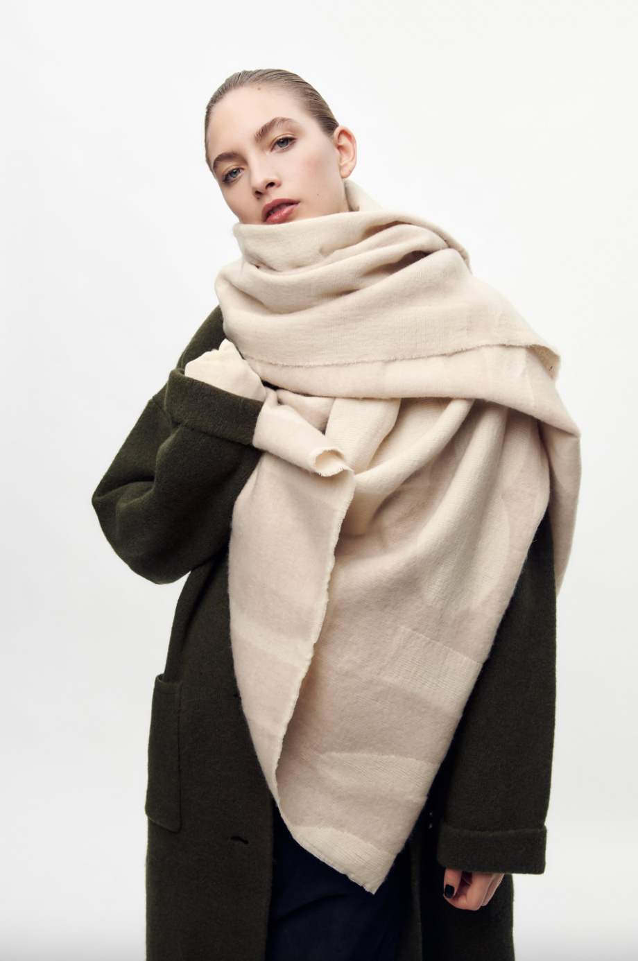 Zara + Wool Blend Jacquard Scarf