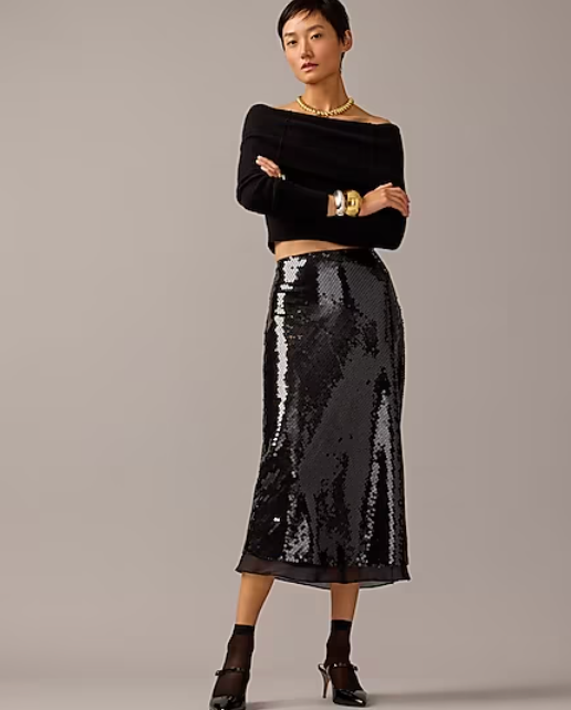 J crew sales black sequin skirt