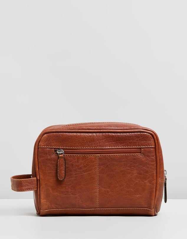Double Oak Mills + Leather Washbag