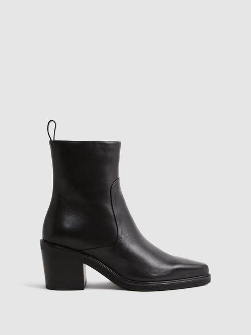 Reiss + Sienna Leather Heeled Western Boots