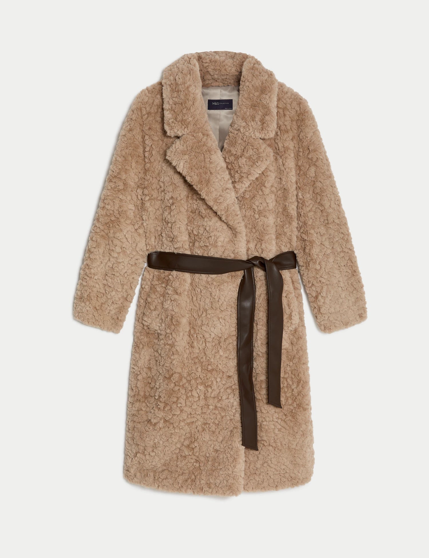 Marks & Spencer + Faux Fur Belted Longline Coat