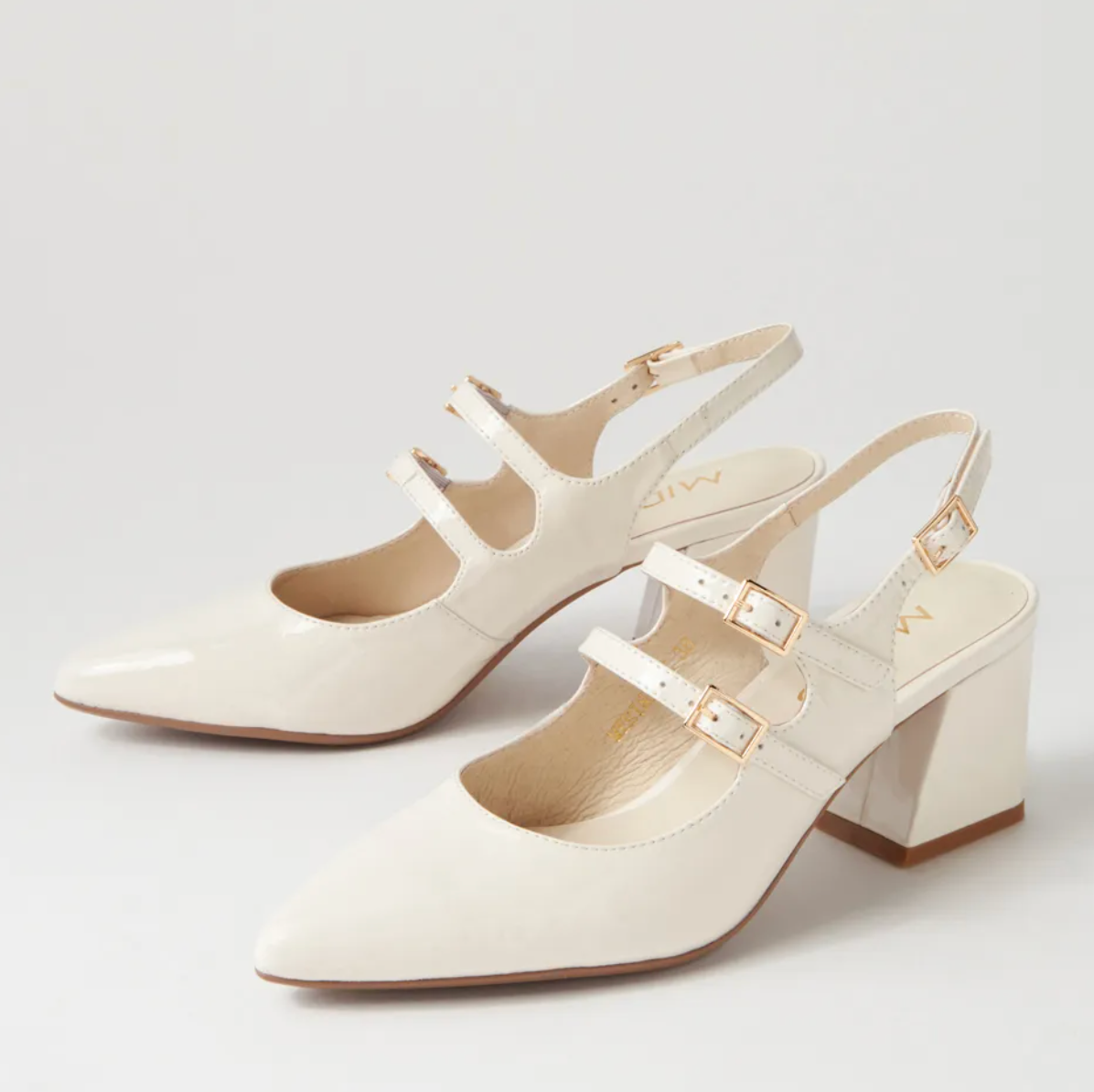 Midas Shoes Merina Ivory Patent Leather Pumps