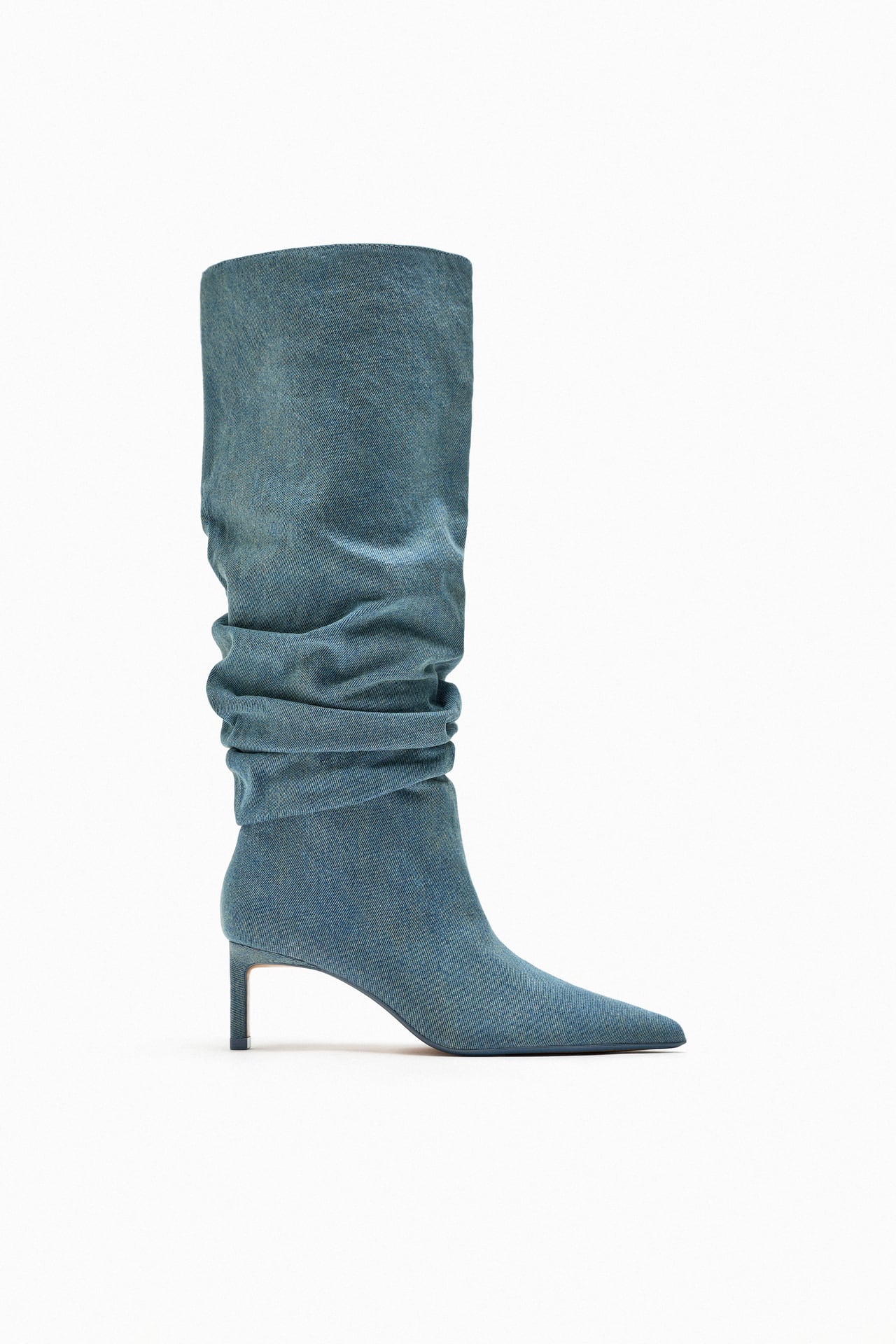 Zara + Slouchy Denim Boots