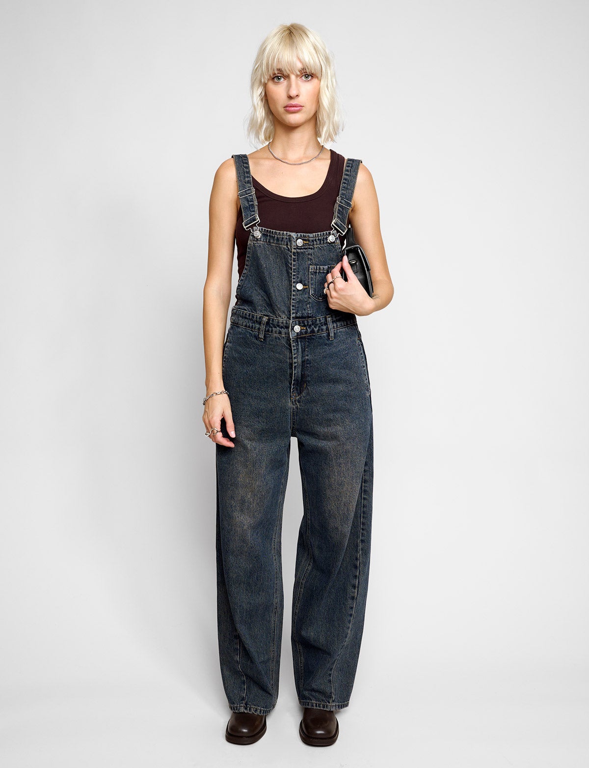 Pixie Market + Wide-Leg Denim Overalls