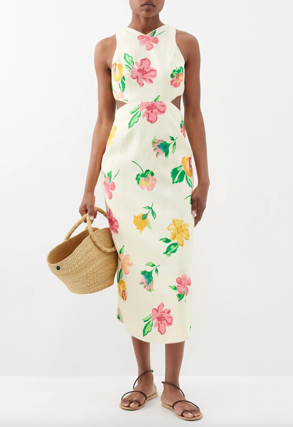 ALEMAIS ★ Papaya Sleeveless Linen Midi Sundress PAPAYA SUNDRESS – ALEMAIS