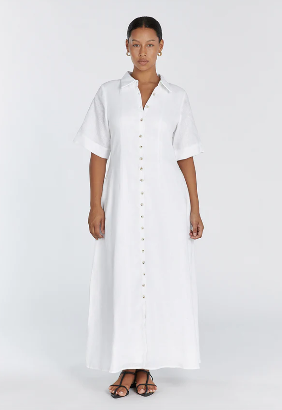 Dissh + Frannie White Linen Shirt Dress