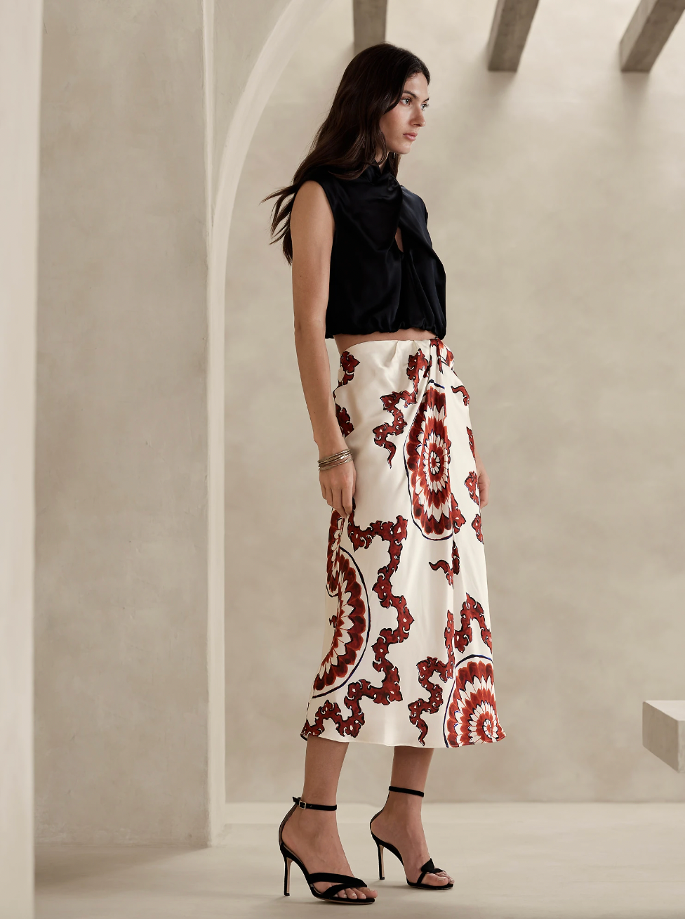 Banana Republic + Zandra Silk Midi Skirt