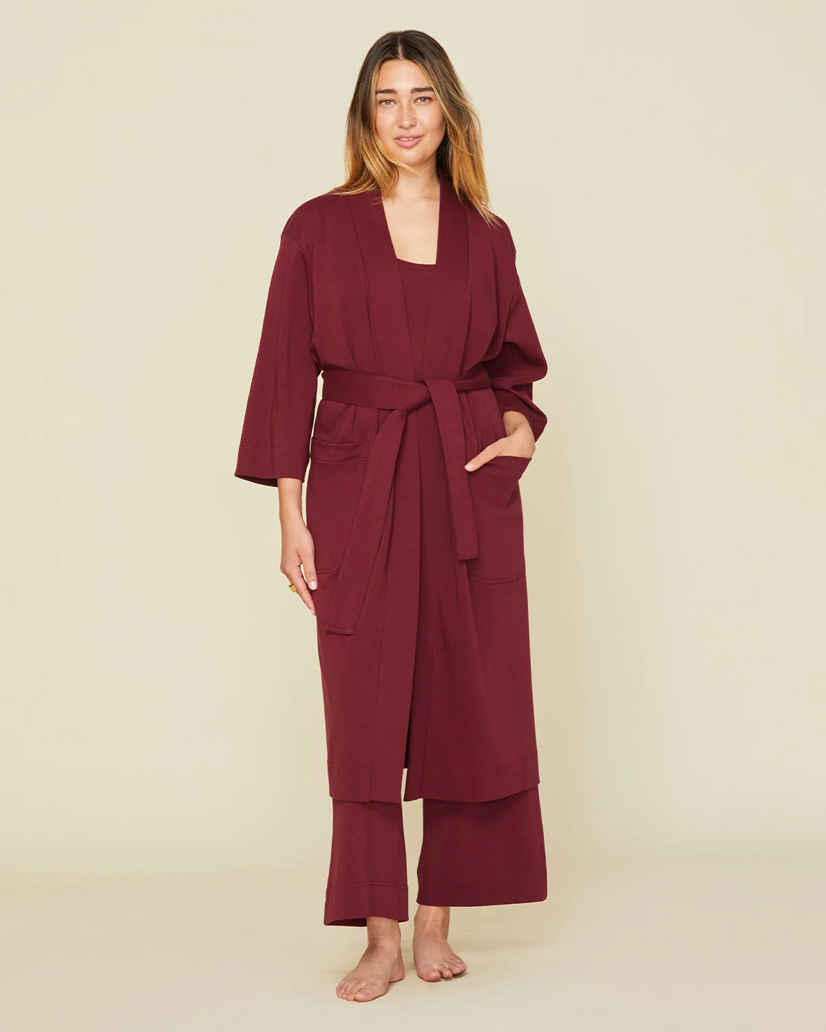 Women's Stretch-Knit Bamboo Kimono Robe