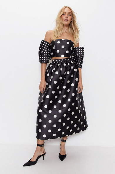 Warehouse Polka Dot Midi Prairie Dress