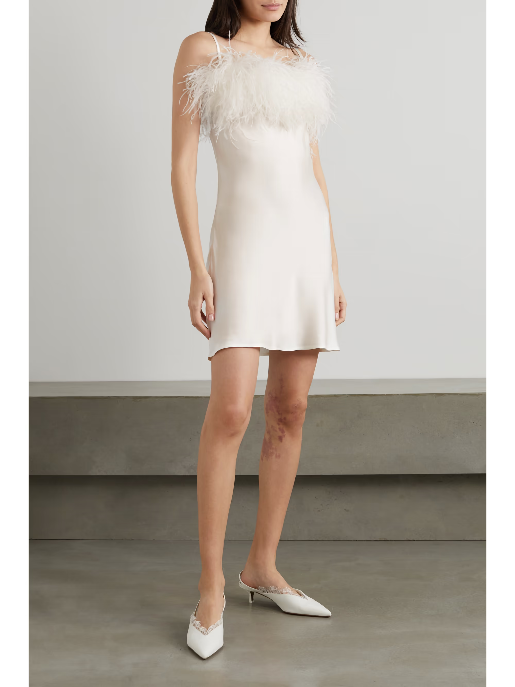 Sleeper + Boheme Feather-trimmed Mini Dress