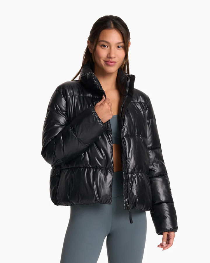 Glossy puffer top jacket women's