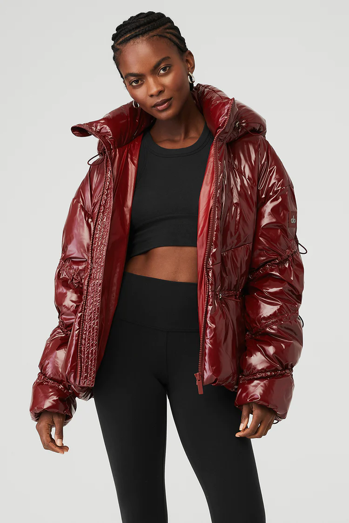 Puffer jacket women shiny sales