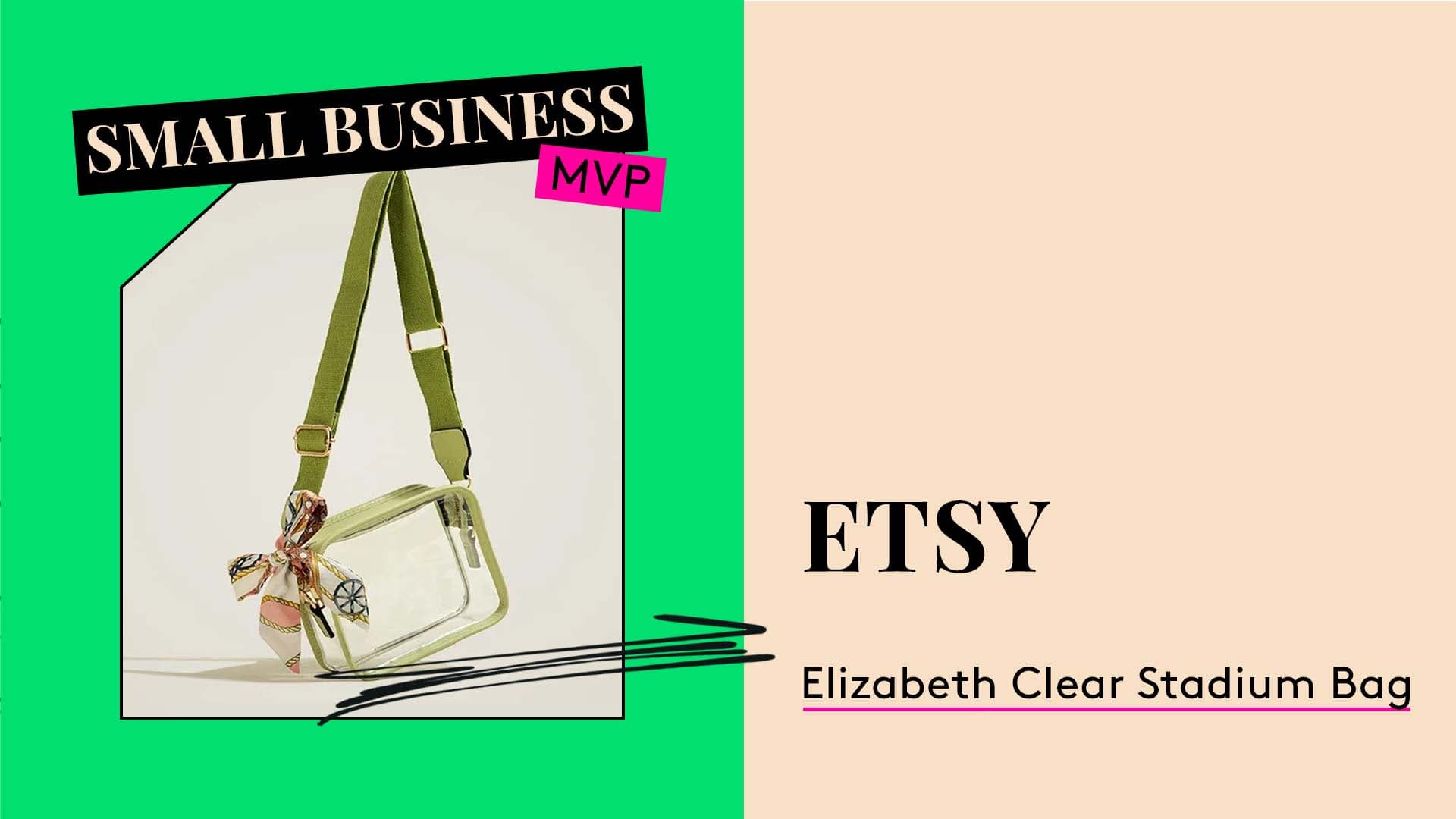 Small Business MVP. Etsy Elizabeth Clear Stadium Bag.