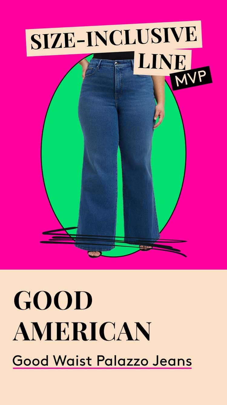 Size-Inclusive Line MVP. Good American Good Waist Palazzo Jeans.