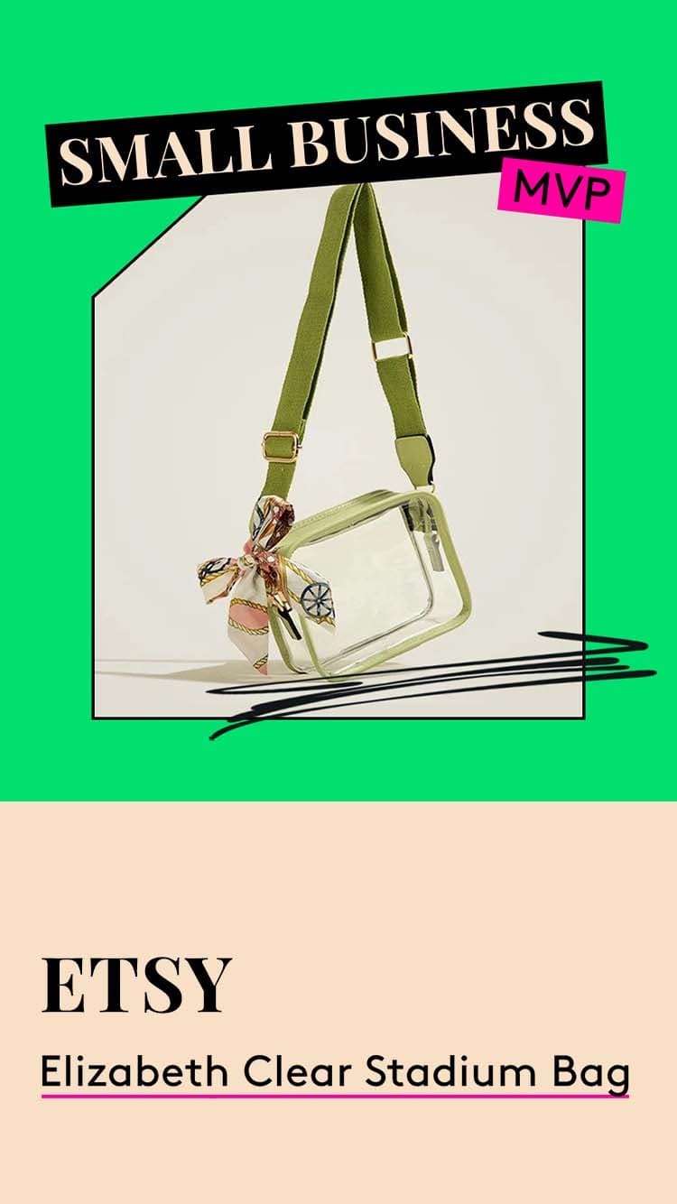 Small Business MVP. Etsy Elizabeth Clear Stadium Bag.