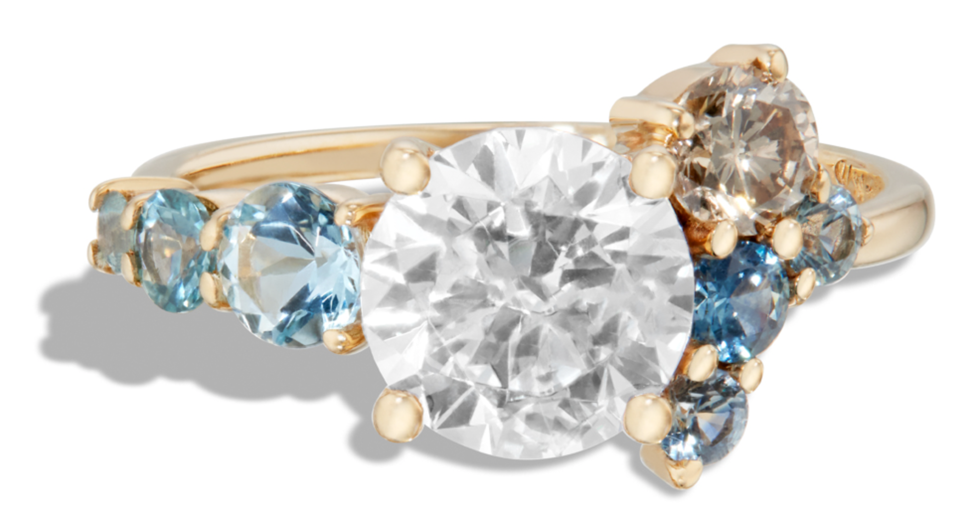 Ef Collection 14kt yellow gold Evil Evil diamond and sapphire ring