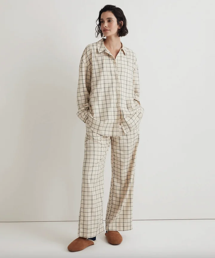 Women's Crop Top Pajama Set, Women's Plaid Pajamas Set