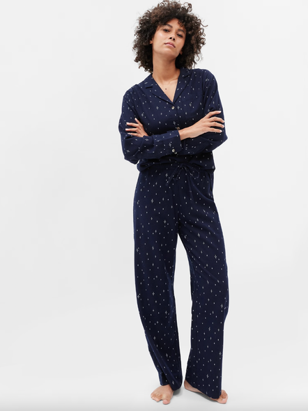 The White Company + Cotton Flannel Star Print Pyjama Bottoms