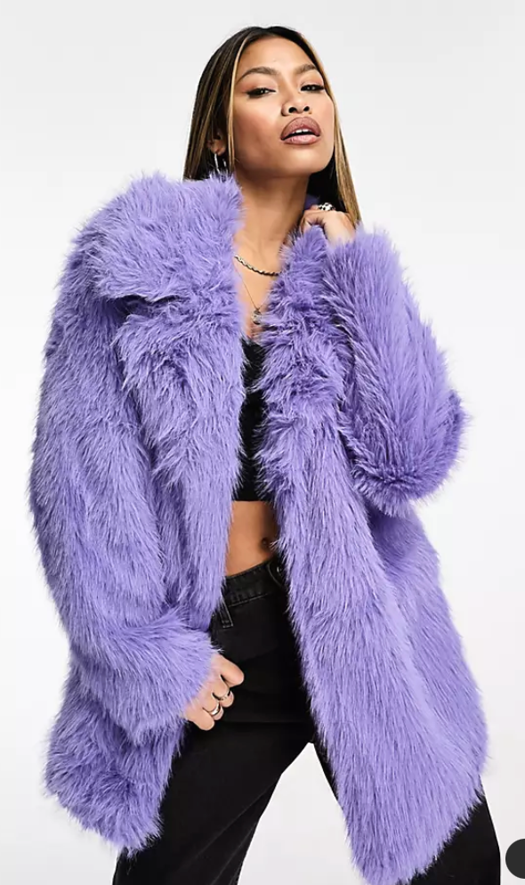 Jayley + faux fur short coat in lilac