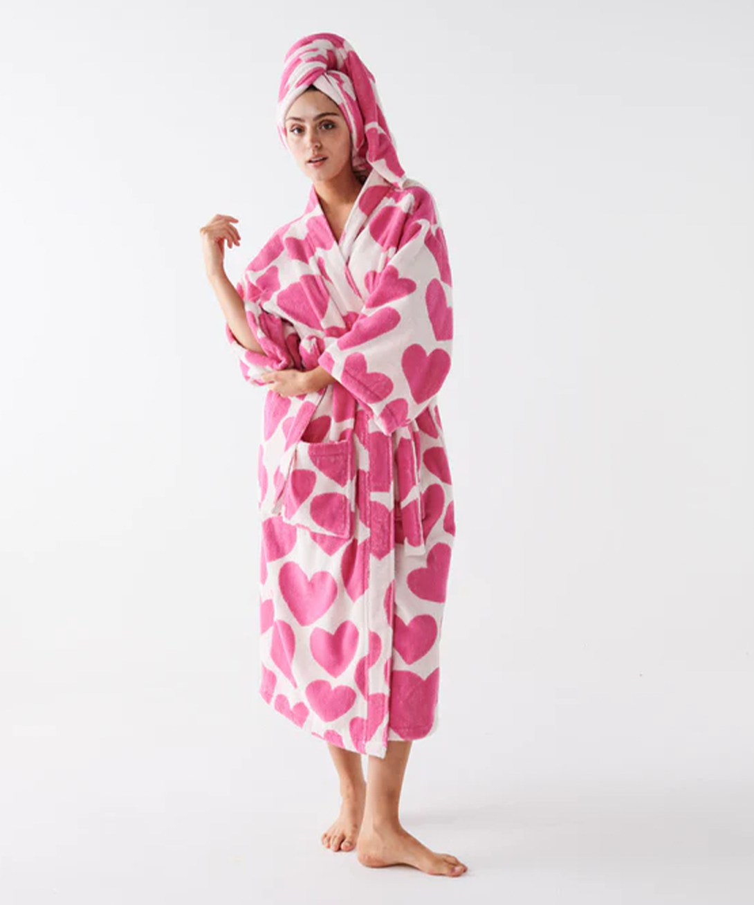 Track Cozy Knit Unisex Robe - Pink - L/XL at Skims