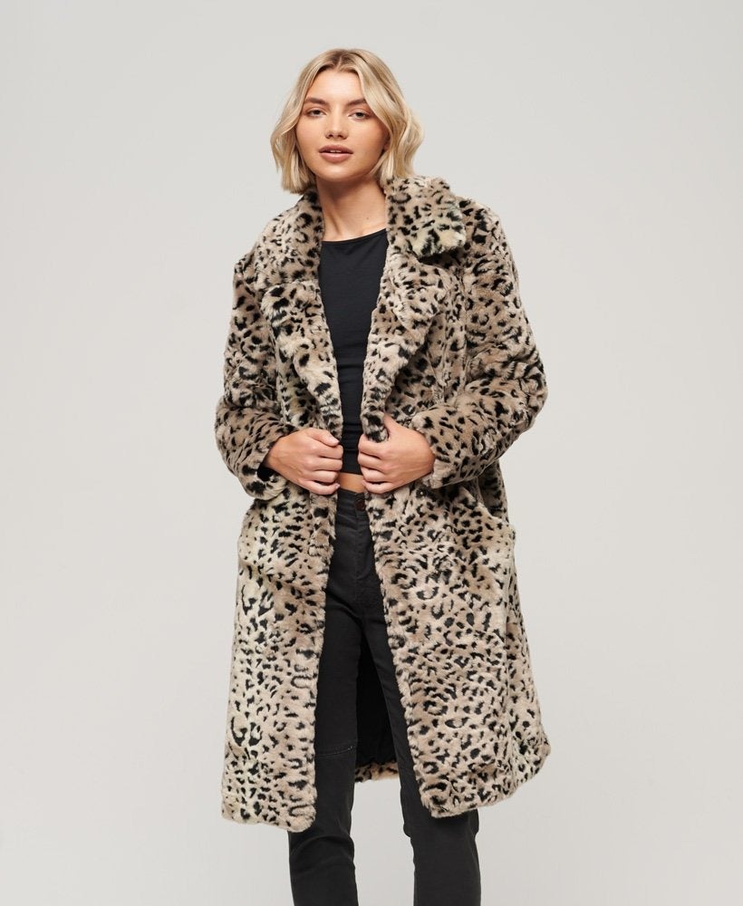 Superdry + Vintage Long Faux Fur Coat