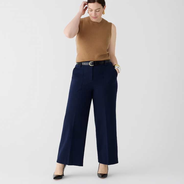 Quince Ultra-Stretch Ponte Super Wide Leg Ankle Pant Navy S