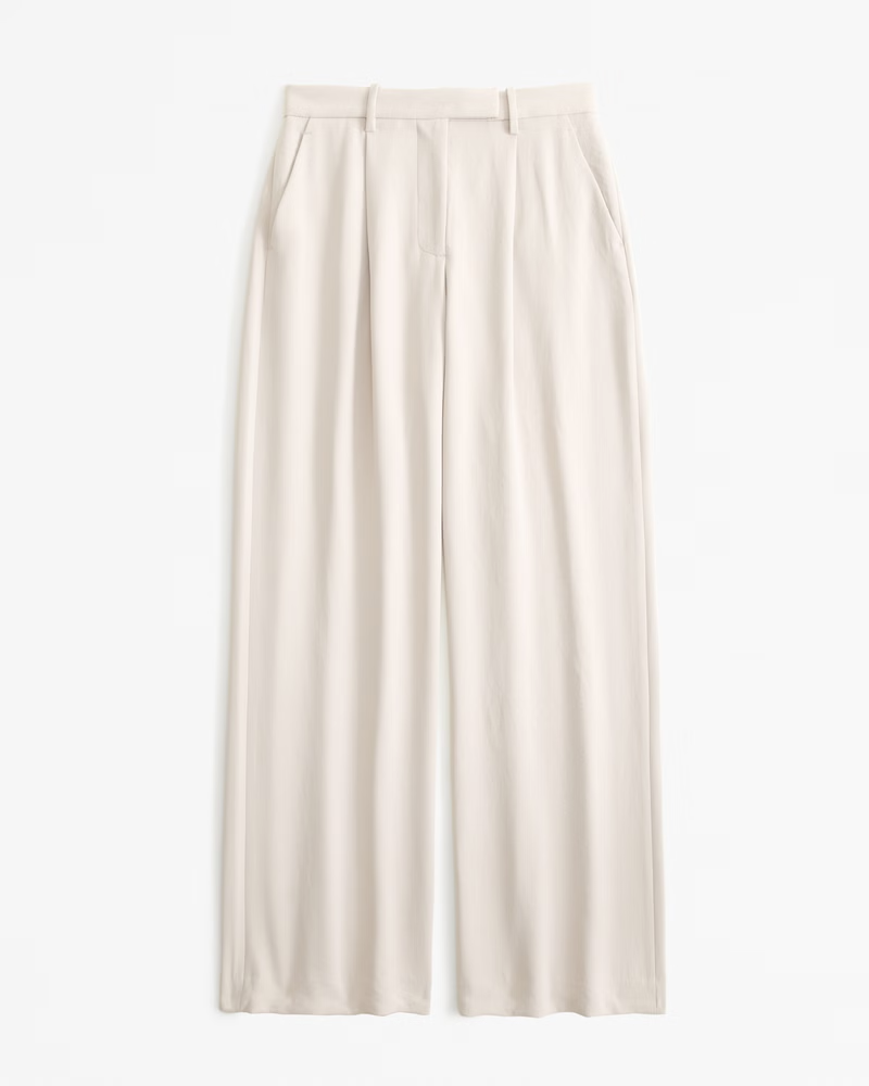 Curve Love A&F Harper Tailored Linen-Blend Pant