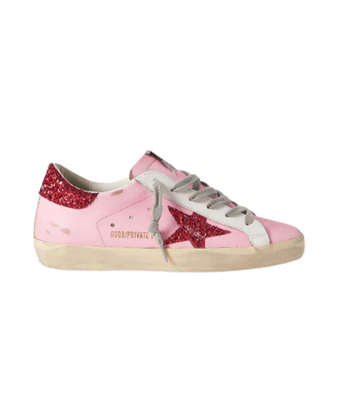 Golden Goose + Superstar Glittered Distressed Leather Sneakers
