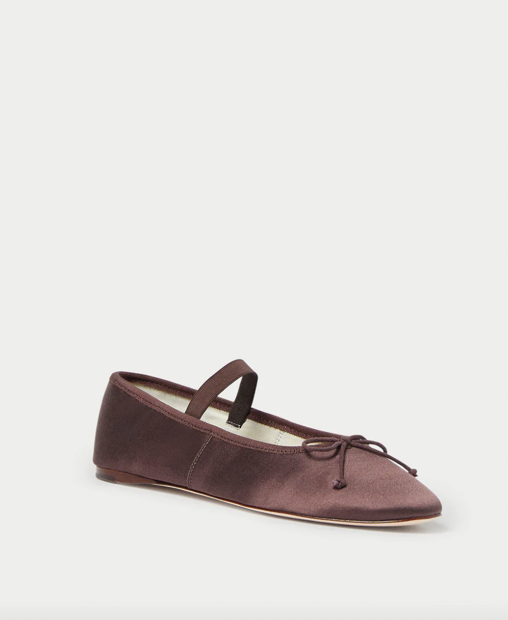 Loeffler Randall + Leonie Chocolate Satin Ballet Flat