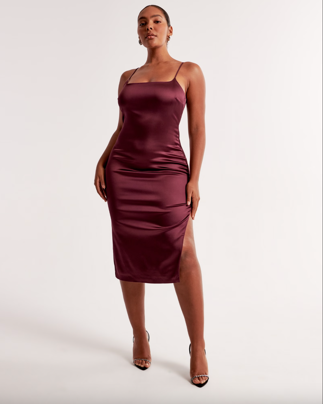 Abercrombie & Fitch + Stretch Satin Column Midi Dress