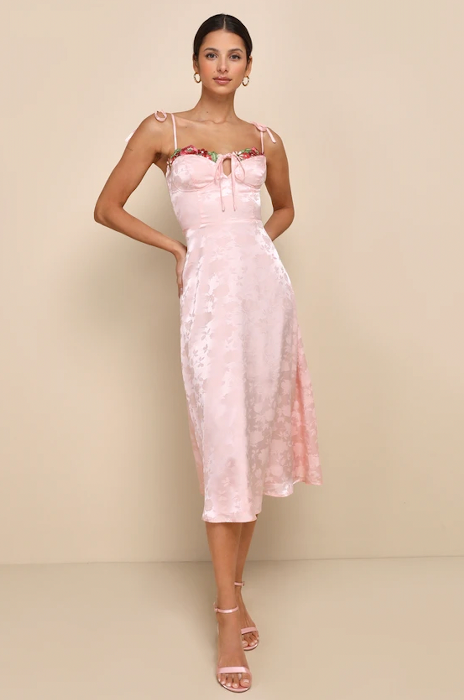 Lulus Wedding + Ethereal Muse Light Pink Satin Jacquard Embroidered ...