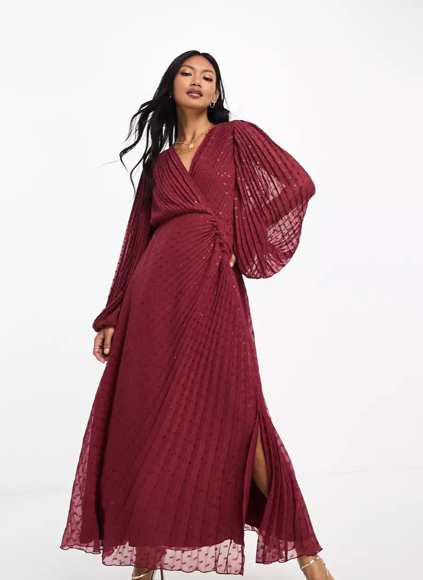 Asos burgundy maxi dress sales